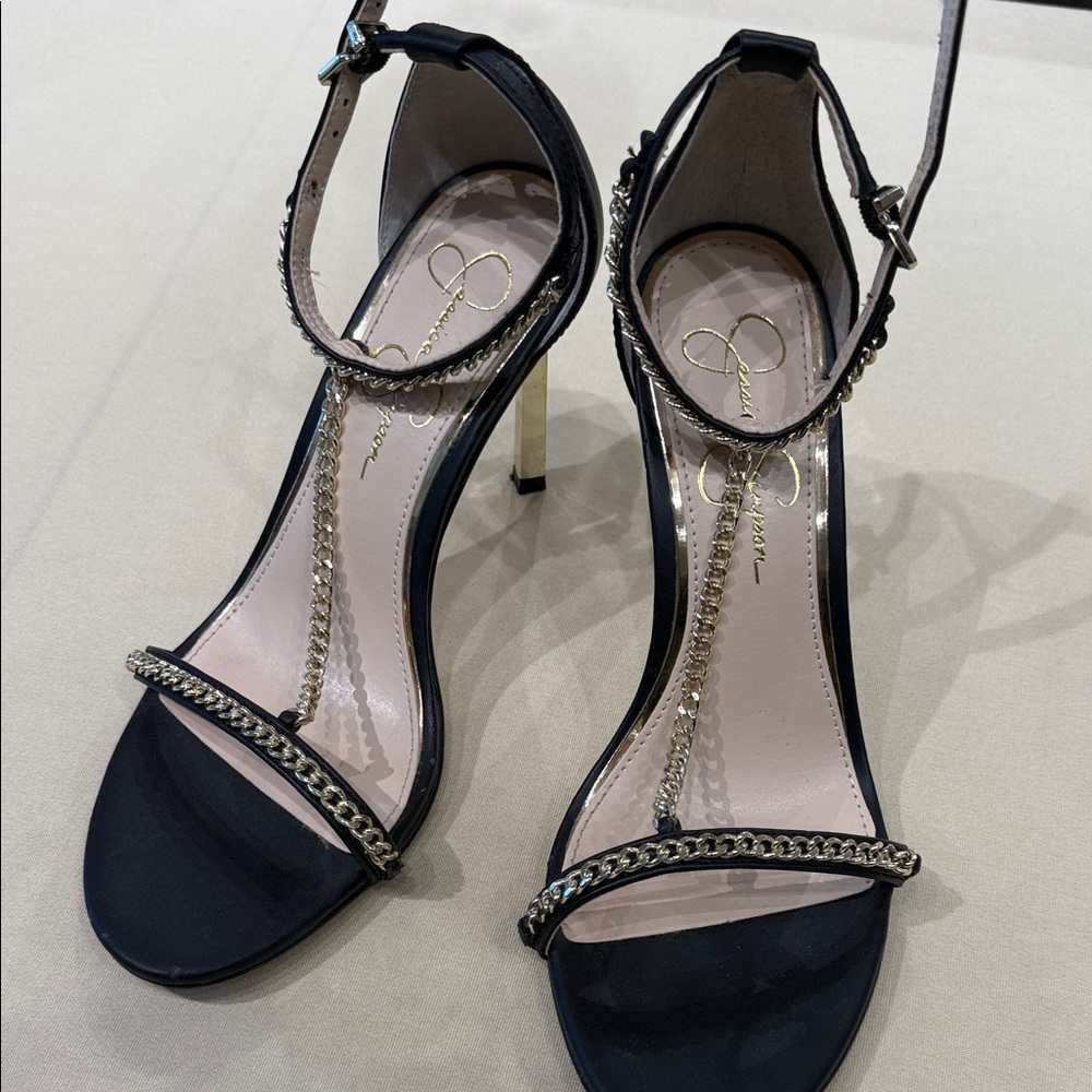 Jessica Simpson Black Chain Heels